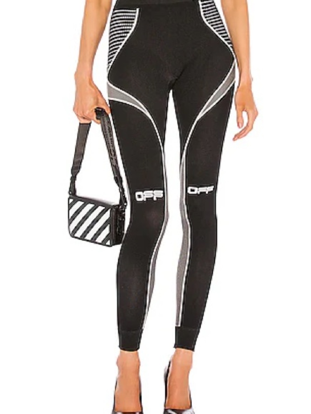 Off-White Black & White Logo Panel Leggings